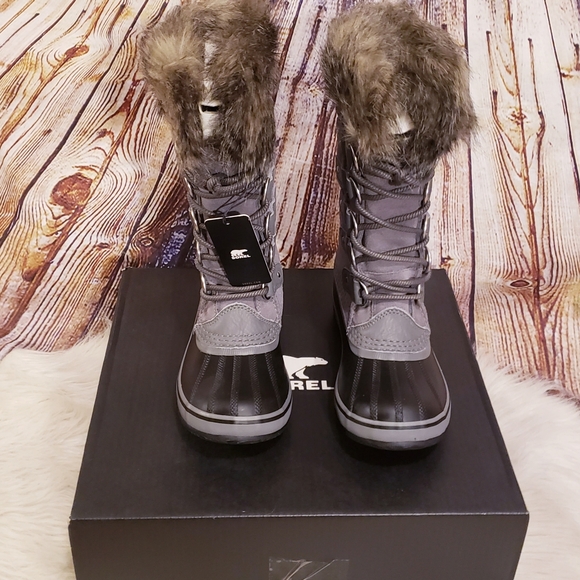 New in Box Sorel Joan of Arctic Waterproof Winter Boots Size 6 Quarry Black - Picture 8 of 9